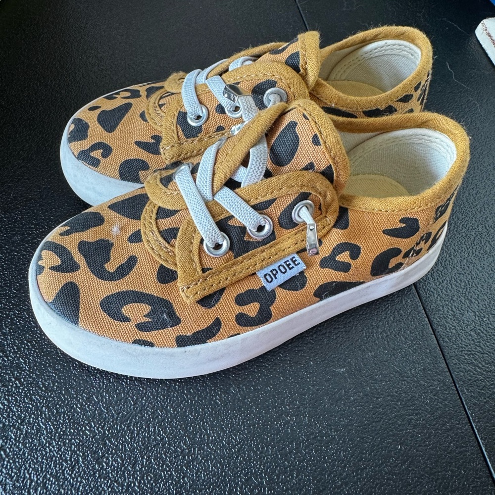 Kids Leopard Print Sneakers - Brown and Black